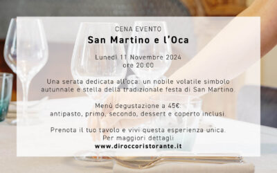 Cena Evento “San Martino e L’Oca” – Lunedì 11 Novembre 2024 – Ore 20.00